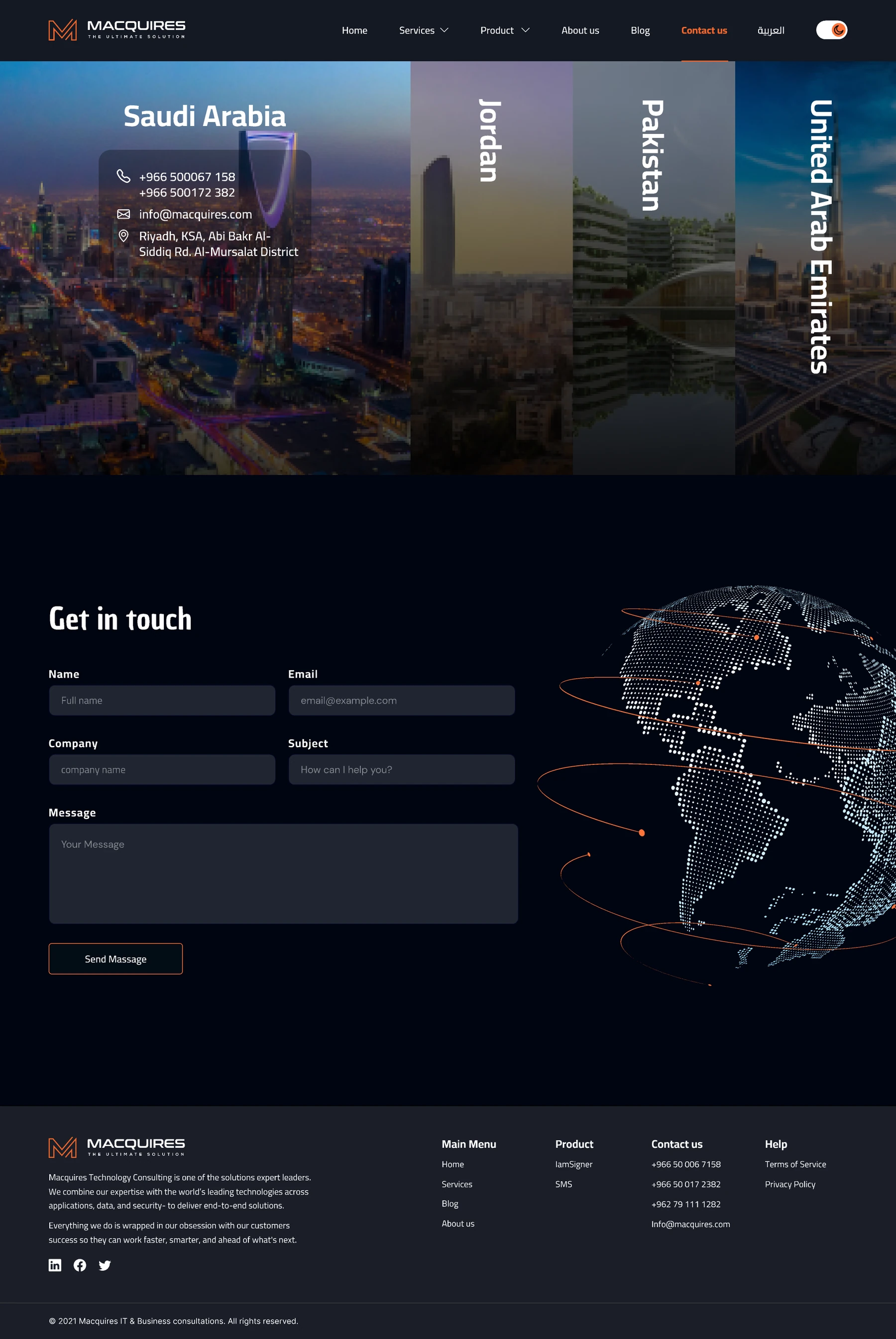 Contact us, dark mode