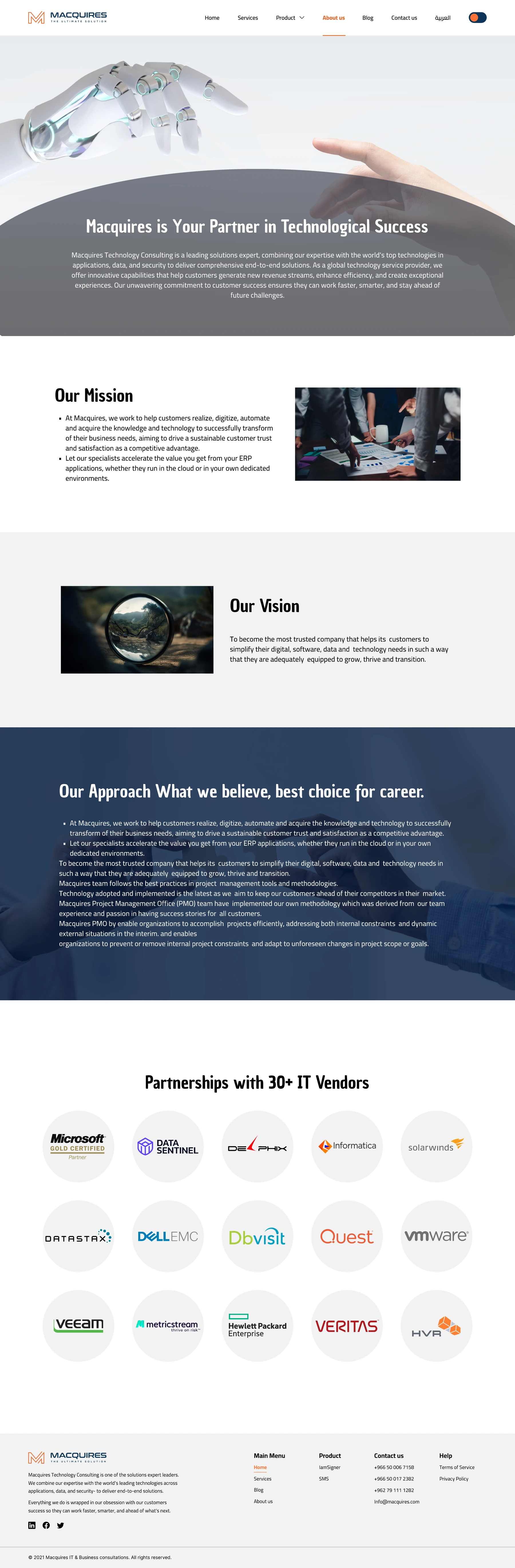 About: mission and vision, light mode