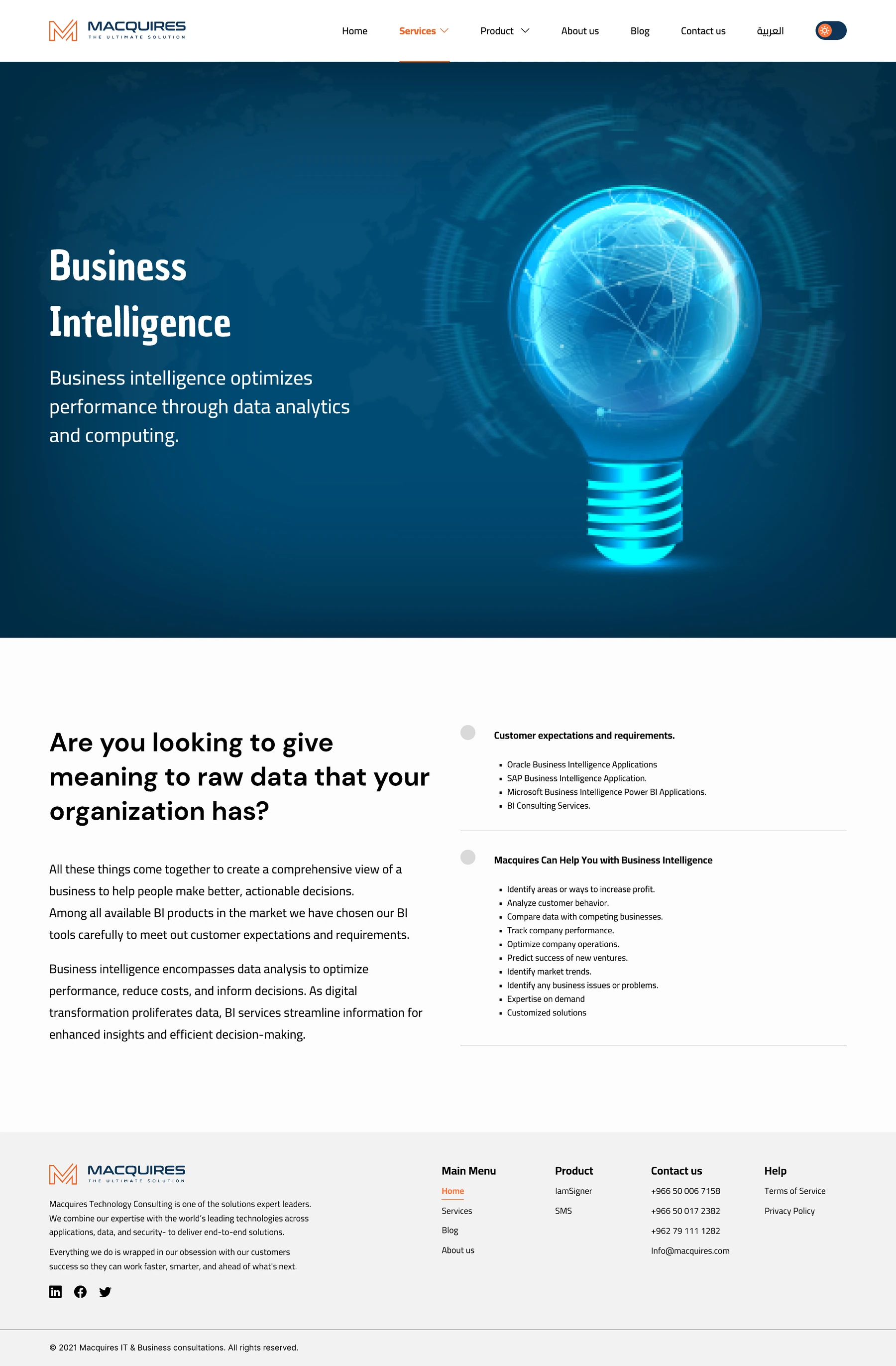 Business intelligence, light mode
