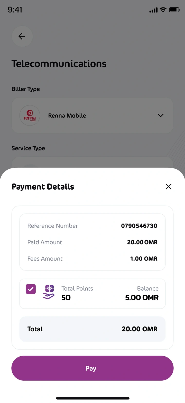 Telecom bill payment, light mode